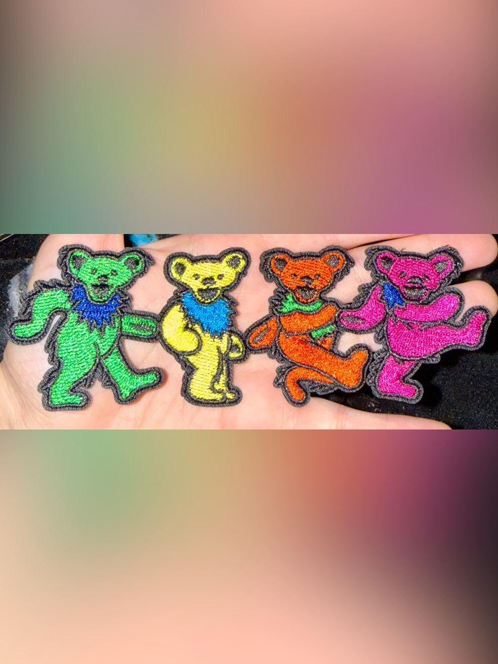 Grateful Dead Dancing Bears Patch Large Iconic Embroidered Iron On Green Yellow